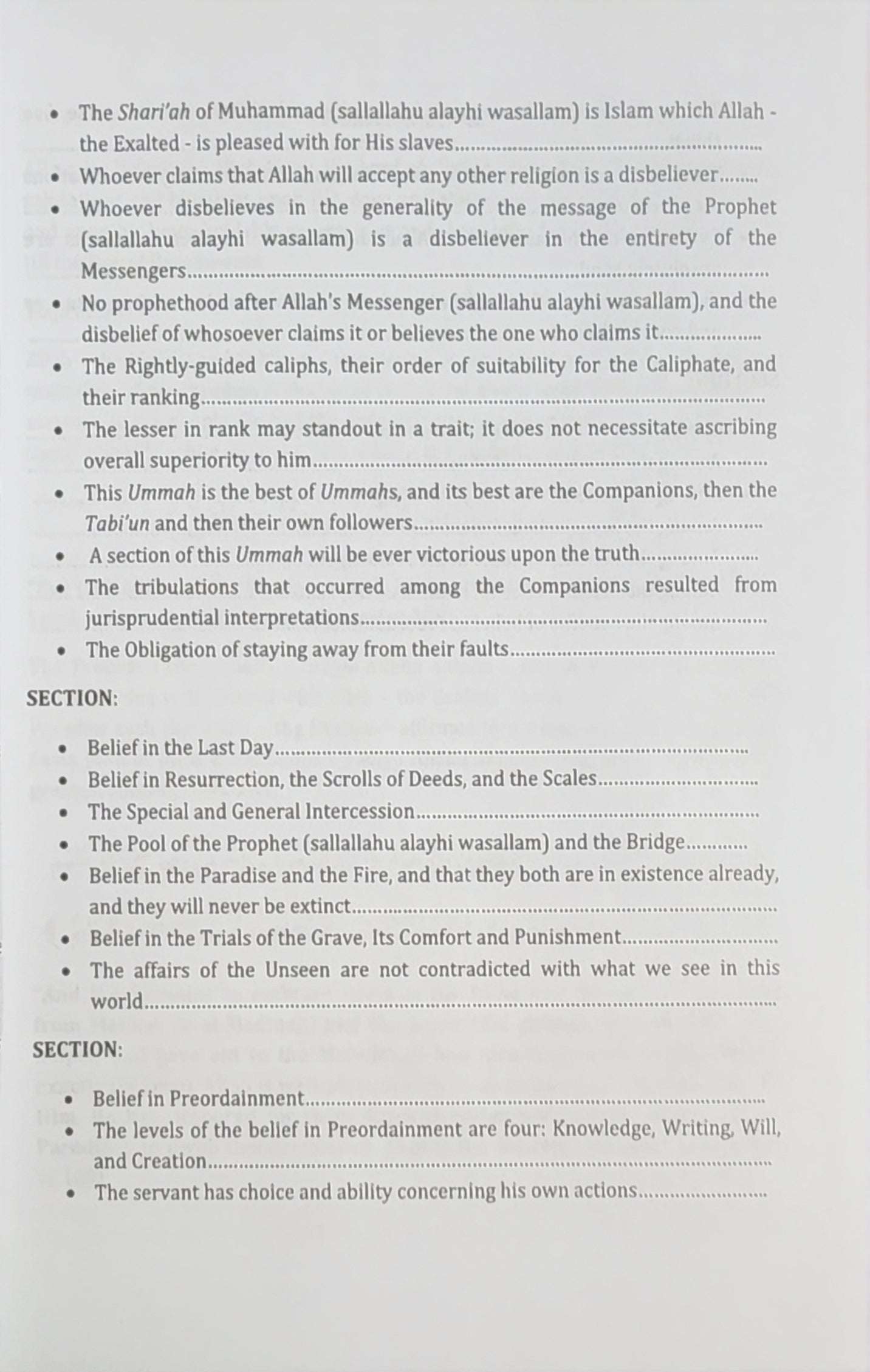The Creed of Ahlus-Sunnah Wal-Jamaah — back cover — The Islamic Book Cafe