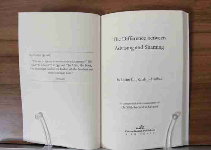 Difference Between Advising and Shaming The Islamic Book Cafe LLC